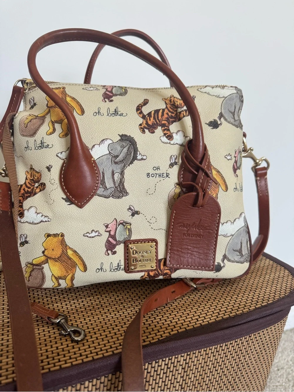 Dooney & Bourke Cream Winnie the Pooh Print Satchel with Brown Trim - Picture 5 of 6